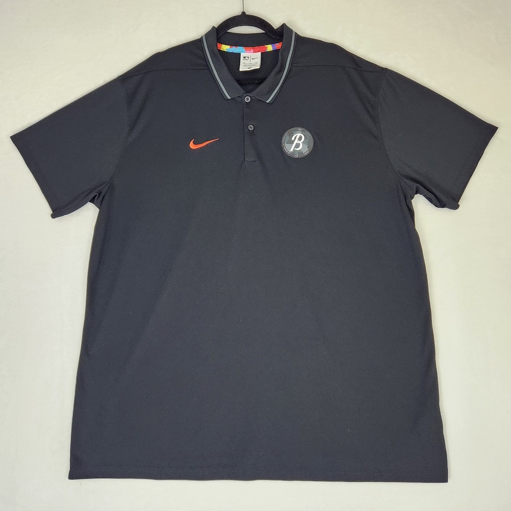 Nike MLB Baltimore Orioles City Connect Dri-FIT Polo Shirt Mens XXL Black 01GL